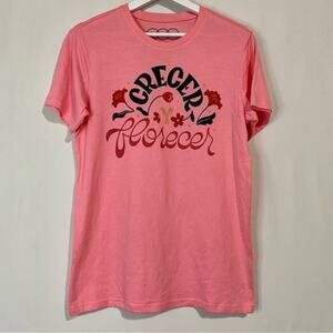JZD Target Women’s Crecer Y Florecer Short Sleeve Graphic Tee Pink NWT